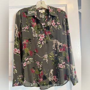 L’Agence - gorgeous floral, animal print silk blouse
